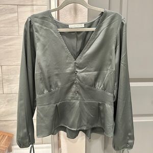 NWOT Satin Long Sleeve Blouse